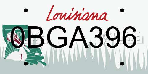 0BGA396 Louisiana License Plate