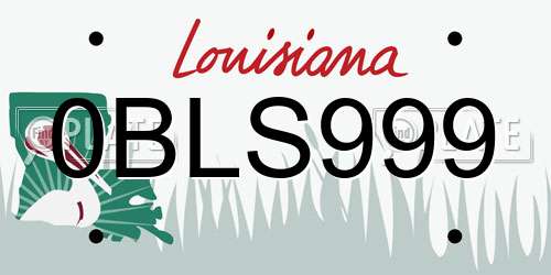 0BLS999 Louisiana License Plate
