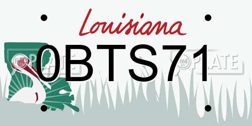 0BTS71 Louisiana License Plate