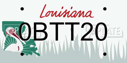 0BTT20 Louisiana License Plate