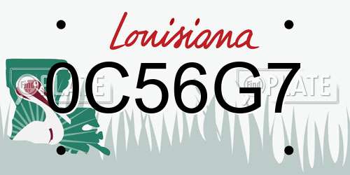 0C56G7 Louisiana License Plate