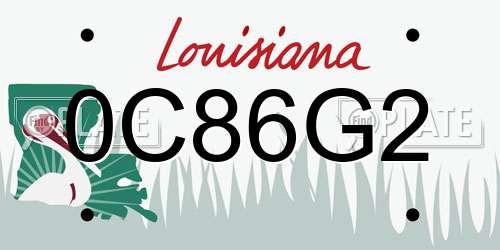 0C86G2 Louisiana License Plate