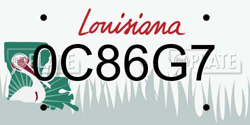 0C86G7 Louisiana License Plate