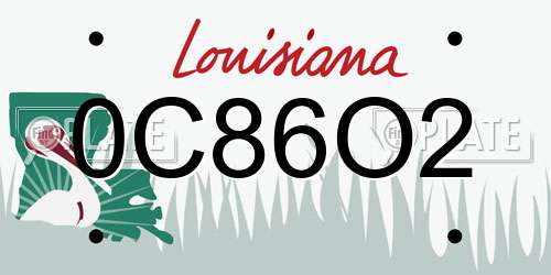 0C86O2 Louisiana License Plate