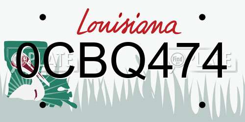 0CBQ474 Louisiana License Plate