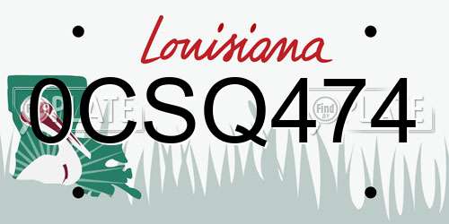 0CSQ474 Louisiana License Plate