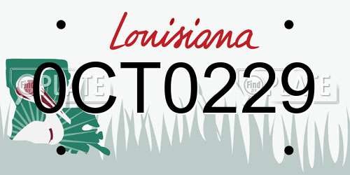 0CT0229 Louisiana License Plate