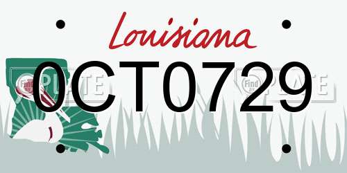 0CT0729 Louisiana License Plate