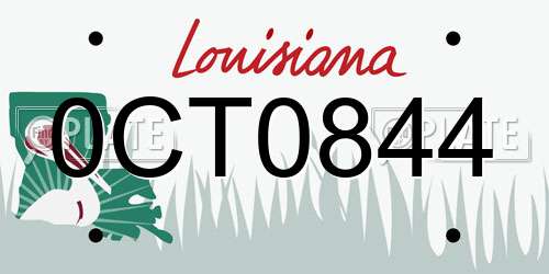 0CT0844 Louisiana License Plate