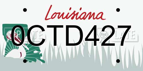 0CTD427 Louisiana License Plate