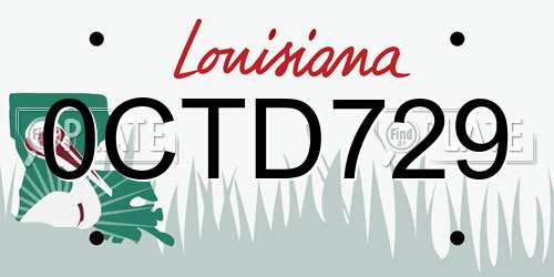 0CTD729 Louisiana License Plate