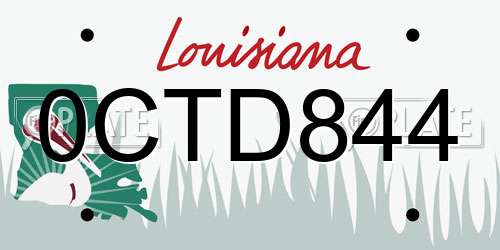 0CTD844 Louisiana License Plate