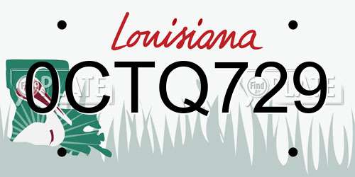 0CTQ729 Louisiana License Plate