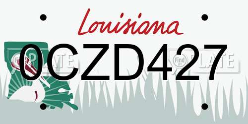 0CZD427 Louisiana License Plate