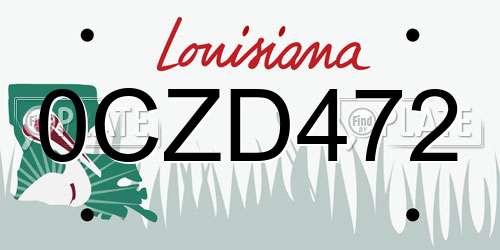 0CZD472 Louisiana License Plate