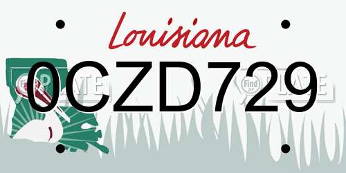 0CZD729 Louisiana License Plate