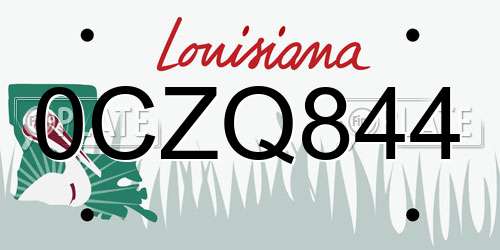 0CZQ844 Louisiana License Plate