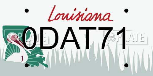 0DAT71 Louisiana License Plate