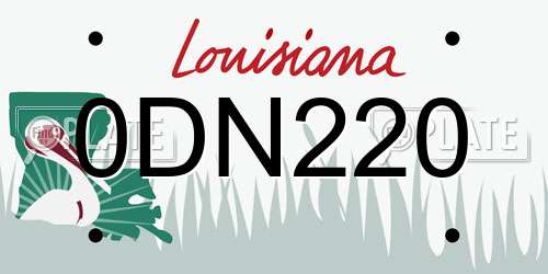 0DN220 Louisiana License Plate