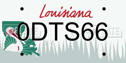 0DTS66 Louisiana License Plate
