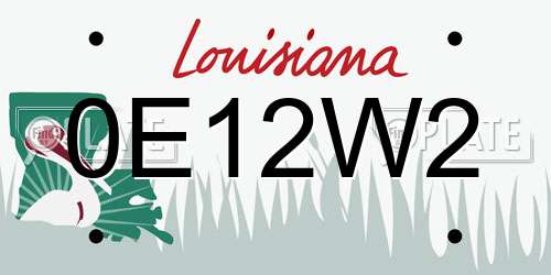 0E12W2 Louisiana License Plate