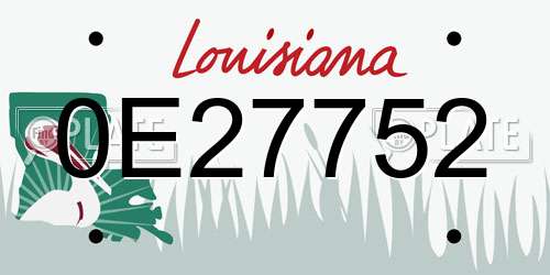 0E27752 Louisiana License Plate