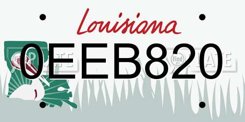 0EEB820 Louisiana License Plate