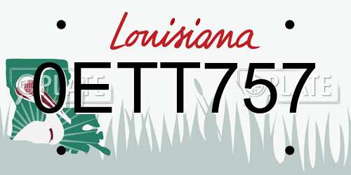 0ETT757 Louisiana License Plate
