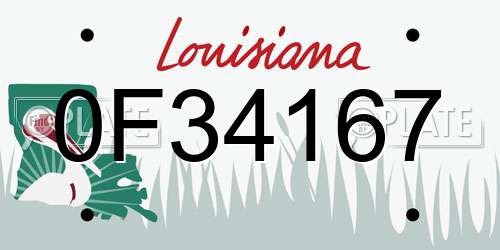 0F34167 Louisiana License Plate