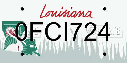 0FCI724 Louisiana License Plate