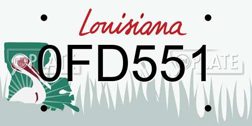 0FD551 Louisiana License Plate