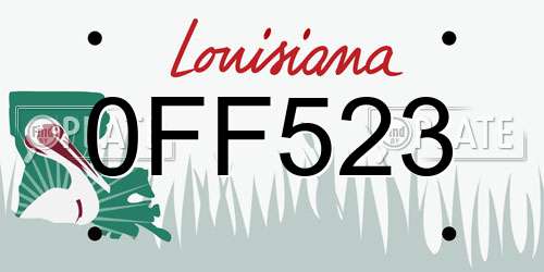 0FF523 Louisiana License Plate