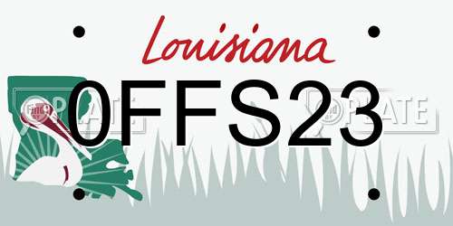 0FFS23 Louisiana License Plate