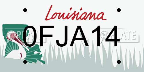 0FJA14 Louisiana License Plate