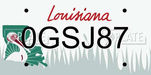 0GSJ87 Louisiana License Plate