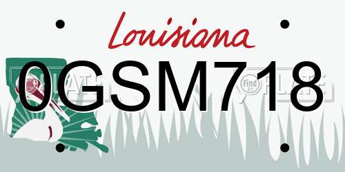 0GSM718 Louisiana License Plate