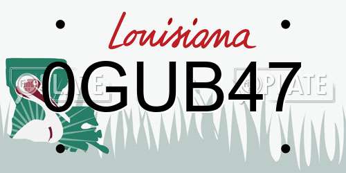 0GUB47 Louisiana License Plate