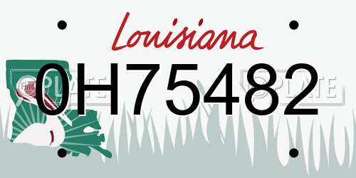 0H75482 Louisiana License Plate