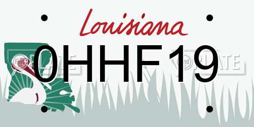 0HHF19 Louisiana License Plate