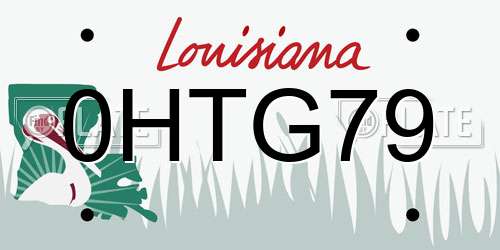 0HTG79 Louisiana License Plate