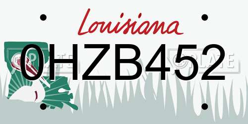 0HZB452 Louisiana License Plate