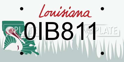 0IB811 Louisiana License Plate