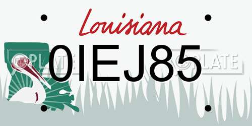0IEJ85 Louisiana License Plate