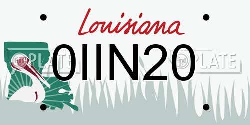 0IIN20 Louisiana License Plate