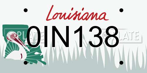 0IN138 Louisiana License Plate