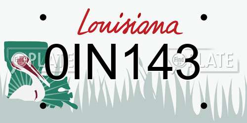 0IN143 Louisiana License Plate