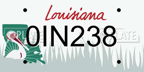 0IN238 Louisiana License Plate