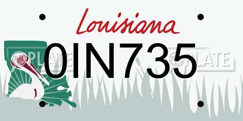0IN735 Louisiana License Plate