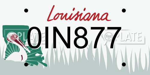 0IN877 Louisiana License Plate