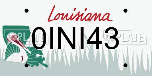 0INI43 Louisiana License Plate